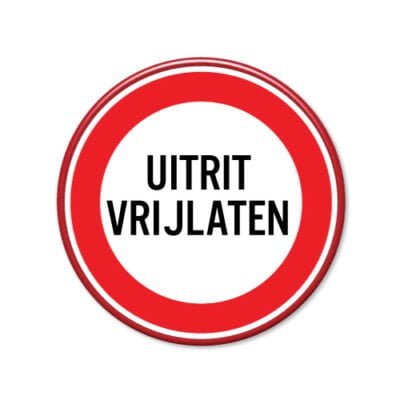 PBS-bord-uitrit-vrijlaten-rond-